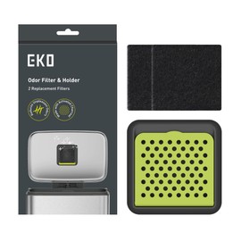 EKO Activated Charcoal Odor Filter Kit – 2-Pack Strong Odor Absorber and Deodorizer with Filter Case for Trash Cans