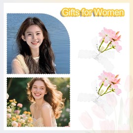 1 Pair Flower Hair Clips for Women Girls Lace Bow Hair Clip for Thin Thick Hair Barrette with Flower Bowknot Duck Billed Hair Clips to Women Girls Party Wedding Hair Accessories