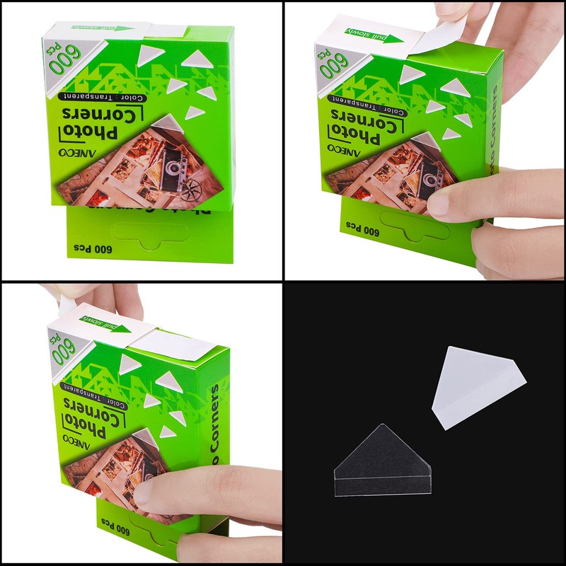 Aneco 600 Pieces Clear Self-Adhesive Picture Mounting Corner Stickers Transparent