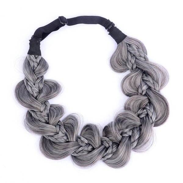 DIGUAN Kinky Synthetic Hair Braided Headband Wide Hairpiece Women Girl Beauty accessory (8-Dark Gray)