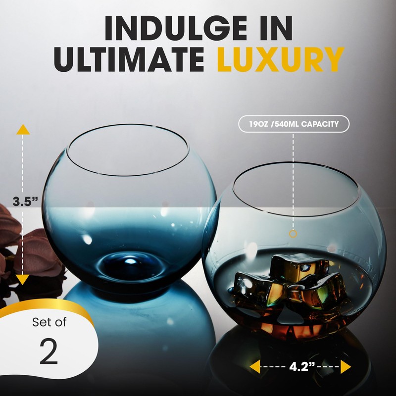 BERKWARE Colored Stemless Wine Glasses Set of 2 - Elegant