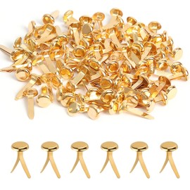 Yeqqzq 100Pcs Split Pins, Round Scrapbooking Brads, Split Pins Paper Fasteners Brads for Craft Art Crafting School Project Decorative Scrapbooking DIY Supplies (Gold)