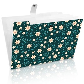 KONVINIT Document Folder A4 - Expanding File Document Organiser with 6 Pockets Large Capacity Floral Pattern Folder System Organiser Folder Aesthetic School Supplies