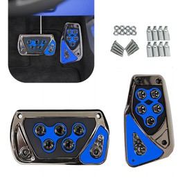 Flygun 2 PCS Car Transmission Brake Pedal Cover, 2.55In x 5.11In Automatic Pedal Pad, 5.31In x 3.11In Anti-Slip Vehicle Foot Treadle, Universal Waterproof Accessories for Most Cars (Blue)