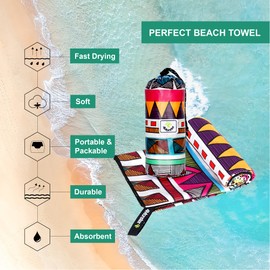 4Monster Microfiber Beach Towel Quick Dry,Super Absorbent Lightweight Travel Towel for Swimmers, Sand Free Camping Towel, Beach Towels for Pool, Swim, Water Sports,Yoga,Gym,Backpacking