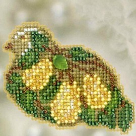 Pear Tree Partridge Beaded Counted Cross Stitch Ornament Kit Mill Hill 2012 Winter Holiday MH18-2306