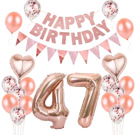 Balloons 47th Birthday Women Decoration Rose Gold, Birthday Decoration 47 Years Women, Balloons 47th Birthday Decoration, Decoration 47th Birthday Women Decoration Rose Gold, Birthday Banner 47th