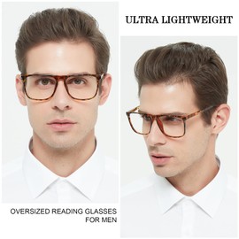 OCCI CHIARI Oversized Reading Glasses 1.5 Men Large Square Readers 1.0 1.5 2.0 2.5 3.0 3.5 4.0 5.0 6.0(Tortoise, 1.5)