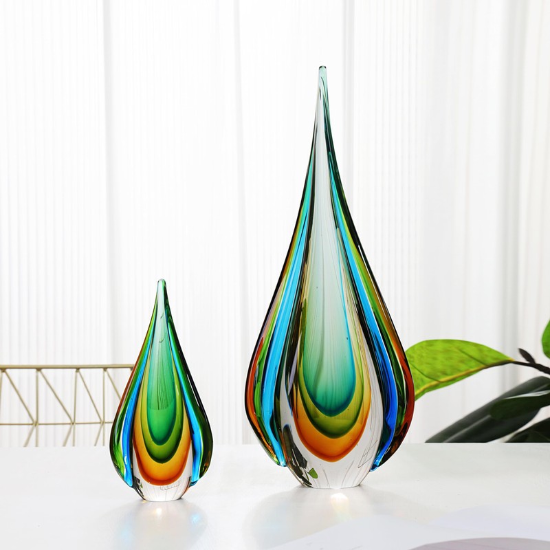 YAOYUAN Handmade Murano Glass Sculpture for Home Decor,9.44in Height (Sculpture