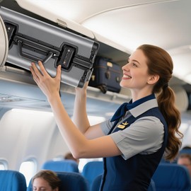 Airline Approved All Aluminum Carry On Luggage,20x14x8 Lightweight Hard Shell Suitcase with Spinner Wheels, TSA Lock,Zipperless Suitcase for Business Travel(Gun Gray,20 Inch)