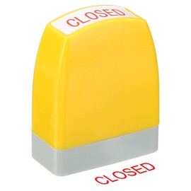 PATIKIL Closed Notice Stamp Self Inking, Red Ink Office Stamps Pre Inked Message Stamp Refillable Business Stamp, Yellow