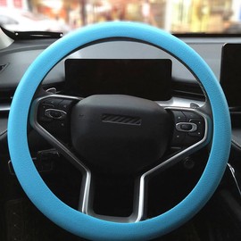 Blue Car Steering Wheel Cover: Universal RPKEY 13.5 to 15 inches Silicone Steering Cover Compatible with Most Car Models Fit for Round D Shape