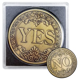 emc.nexus Yes-No Coin Made of Metal with Elegant Collector's Box and Vintage Look - Decision Helper YES-NO Coin for Role Play, Board Games, DND, Collectors, Gift Ideas and Tabletop