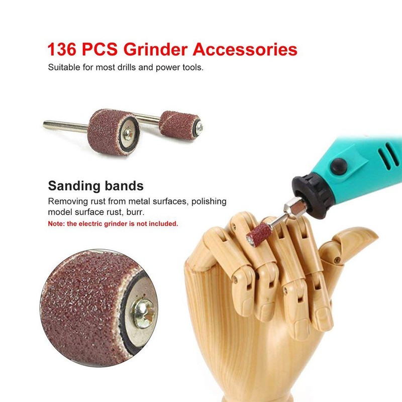 136 Pcs Rotary Accessories Kit, Rotary Electric Grinder Tool Accessories,