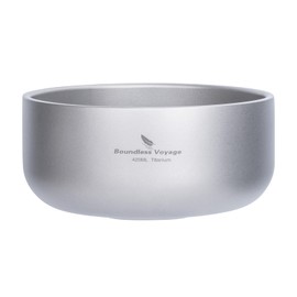 Boundless Voyage 420ml Titanium Double Walled Bowl for Adult Children Ultralight Portable Soup Rice Food Bowl Outdoor Camping Durable Metal Tableware Ti1084T