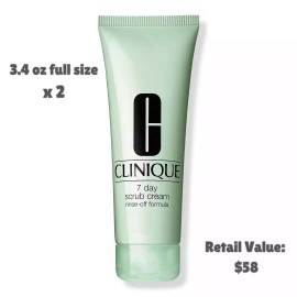 Clinique 2 x Clinique 7 Day Scrub Cream Rinse-Off Formula 3.4oz Full Size (2 pack)