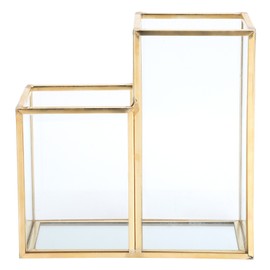 Glass Storage Container Garden Polygonal Column Golden Brass Bar Welding Flower Room Box
