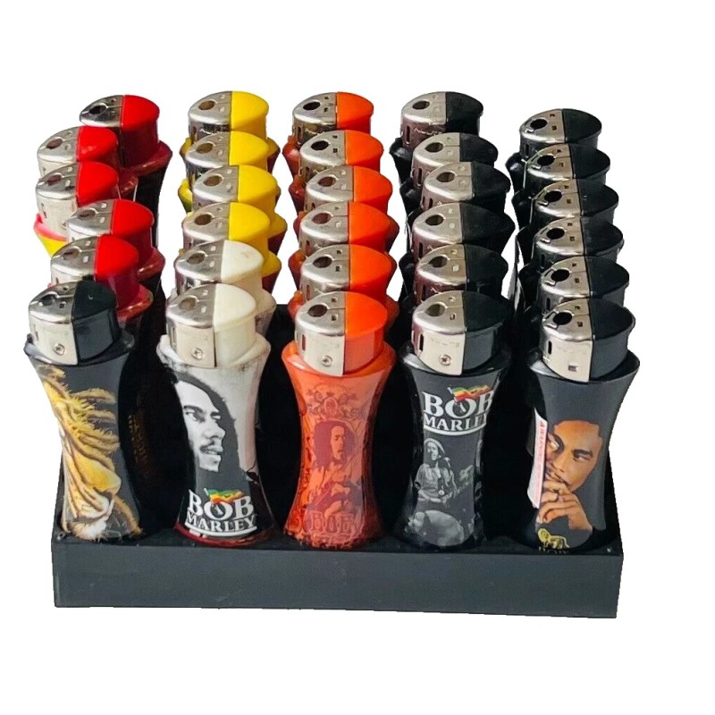 25 x BOB MARLEY CURVE LIGHTER different design Refillable Random