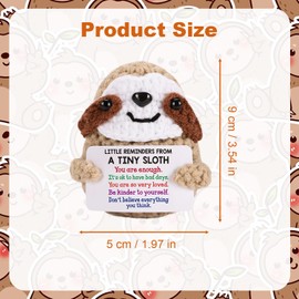 Inspirational Positive Crochet Sloth, Emotional Support, Funny Sloth with Positive Affirmations Cards, Positive Gifts for Women, Knitted Sloth Inspirational Gifts for Women Birthday Graduation
