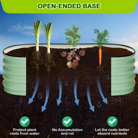 8x2x1.5ft Oval+2x2x1.5ft Round Galvanized Raised Garden Bed,Planter Raised Garden Box Outdoor,Raised Planter Box,Large Planter Raised Bed for Vegetables, Flowers, Fruits,Rubber Edge, Green