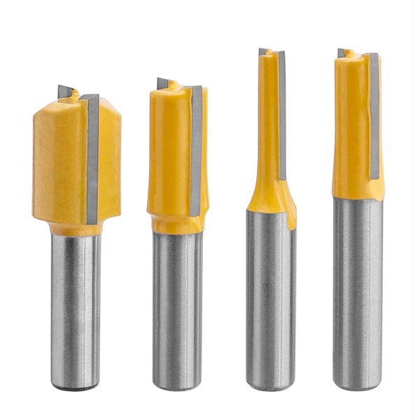 Bestgle 4pcs 8mm Shank Straight Router Bit, Two Flutes Straight