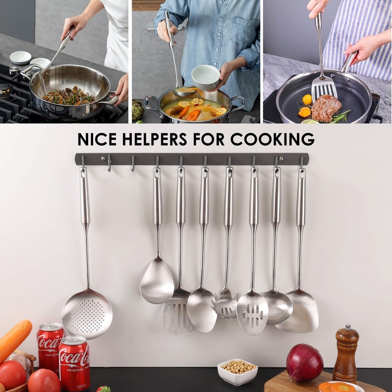 18/10 Stainless Steel Kitchen Utensils Set - 15” All Metal