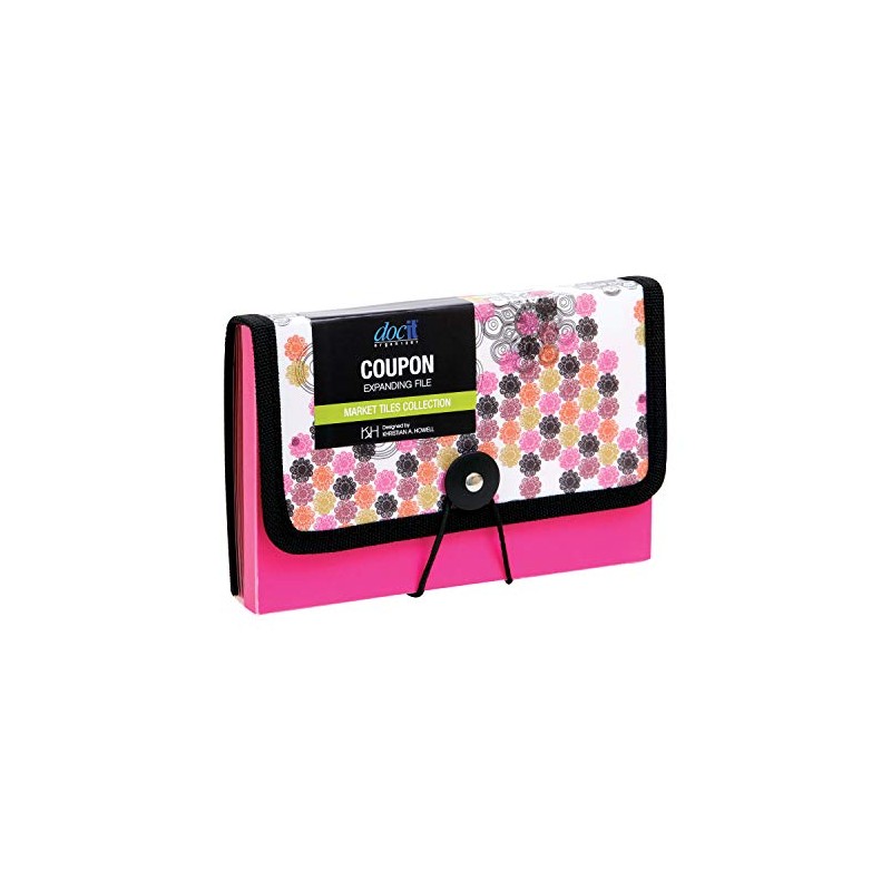 DocIt Organizer Coupon File, Designer Market Tiles, 13-Pockets Expanding File,