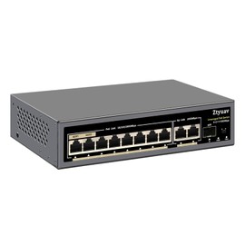 Ztyuav 11-Port Full Gigabit Unmanaged PoE Switch with 8 PoE+ Ports @120W, 2 Uplink and 1 SFP Slot-IEEE802.3af/at, QoS, PD Auto-Detection, 6KV Protection, VLAN Mode, Metal Fanless Plug and Play