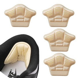 Anti-Shoe Pad, Shoe Blister, Heel, Heel Removal, Adjustable Size, Double Sided Tape Included, Unisex, Freely Cut, 2 Pairs, 4 Pieces (Beige)