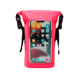 geckobrands Waterproof Phone Tote with 2L Dry Bag and Adjustable Strap – Protect Your Phone and Valuables While on The Go Neon Pink