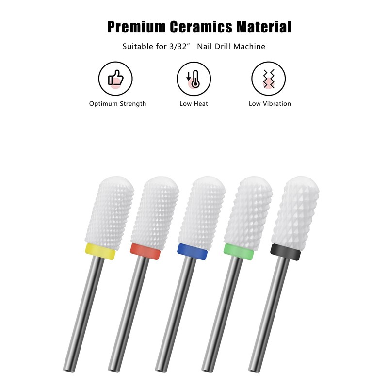 Ceramic Nail Drill Bit 10Pcs-3/32 Nail Drill Bits for Acrylic