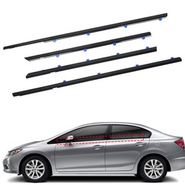 BOLTRY 4Pcs Car Window Weather Stripping Molding Trim Seal Belt KitCompatible with Honda Civic Sedan 2012 2013 2014 2015, Replaces OEM# 72450-TR0-A01 72410-TR0-A01 72950-TR0-A01 72910-TR0-A01