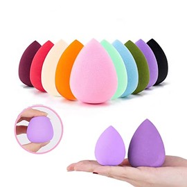 Esponja Maquillaje Multicolor Paquete de 10, Esponjas de Maquillaje para Mezclar Base para Líquido, Crema y Polvo , Uso Seco y Húmedo, Sin Látex |Herramientas de Belleza Femenina (Gotitas de Agua)