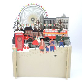Snowy London Xmas Shopping 3D Pop Up Christmas Greeting Card by Alljoy Cards XPOP005