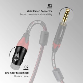 TIMEYES 1/4'' TRS to XLR Female Cord 10M, 6.5mm to XLR 3-Pin Female Microphone Cable, XLR to 6.35mm TRS Jack Stereo Instrument Cord, Balanced Quarter Inch TRS to XLR Plug Mic Cable 6.5mm to XLR 33FT
