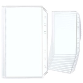 NatSumeBasics 12 A5 Budget Binder Pockets Zipper Clear Cash Stuffing Envelopes No Zipper Bluky Planner Inserts for Money Saving Organizer Book Accessories (A5)
