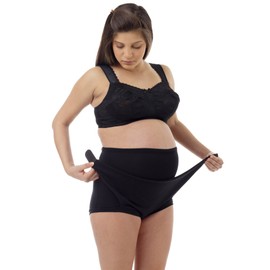 Underworks Women Adjustable Maternity Support Brief – Easy Adjustment Pregnancy Belt for Firm Pregnancy Belly Support – Cotton – Alleviates Back Pain and Discomfort, Black, Fits Dress Size: 2X 18-20