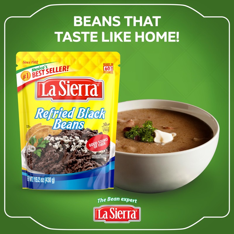 La Sierra Refried Black Beans, Ready-to-Eat Vegetarian Refried Beans, 15.2