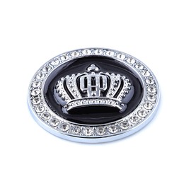 Large Crown Emblem Car Badge Sticker Rhinestone Car Sticker Automotive Exterior Accessories for Car SUV Truck Motorcycle (Silver Black)