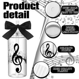 Skylety 24 Pcs Music Theme Gifts Bulk 14 oz Musical Notes Cups with Lids and Straws Reusable Tumbler for Men Women Music Lovers Conductor Band Choir Members Teacher Students Musical Party Favors