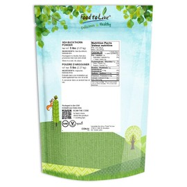 Food to Live Sea Buckthorn Juice Powder, 5 Pounds - Made from Raw Dried Berries, Unsulfured, Vegan, Bulk, Great for Baking, Juices, Smoothies, Yogurts, and Instant Breakfast Drinks, No Sulphites