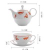 Bicuzat Orange Fox Pattern Tea Set, Ceramic Teapot, Cup &
