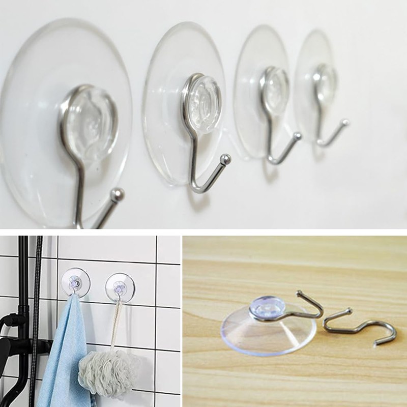 ONEBO 24 Pcs Suction Cup Hooks,Multi-Purpose Suction Cup Hooks,Removable and