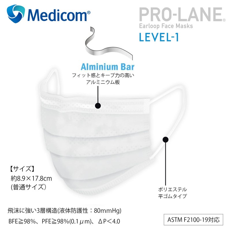 Medicom Japan Prolane Mask 2714 [White] 1 Box of 50