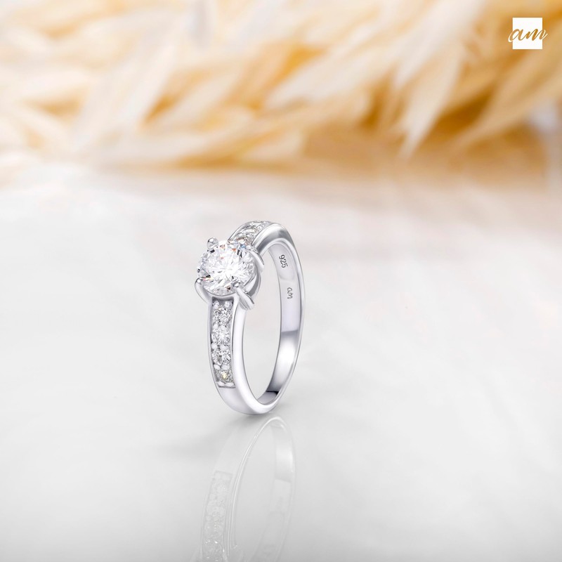 Amberta Solid 925 Sterling Silver Engagement Ring for Women |