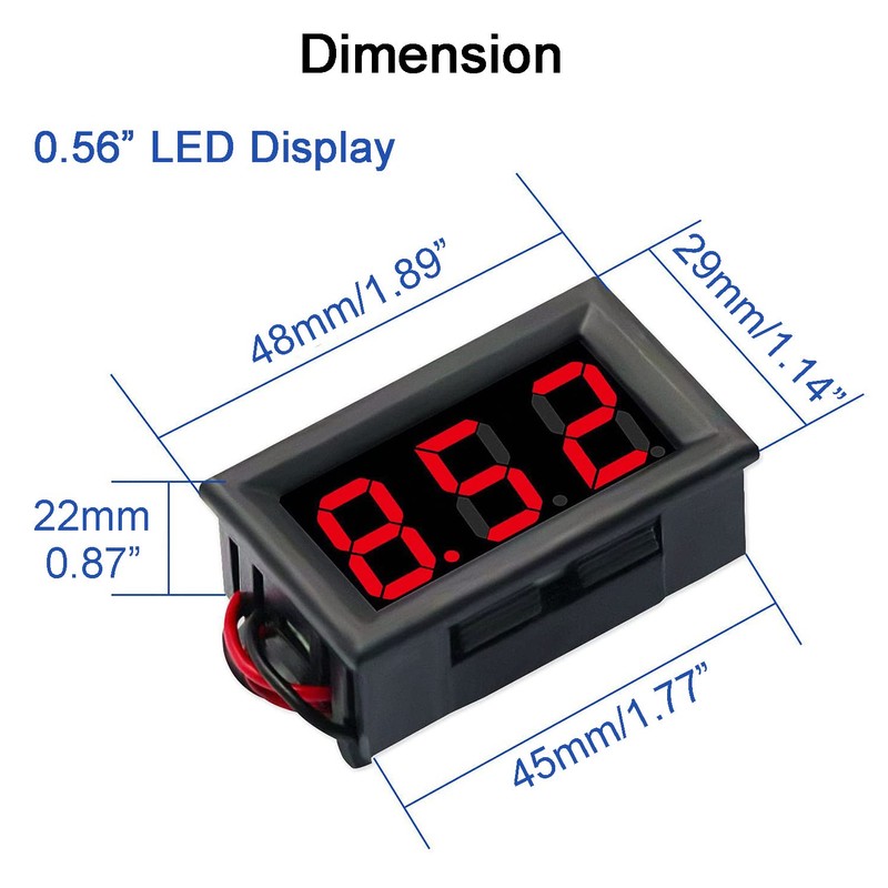 Greluma Pack of 2 DC 5V-120V Digital Voltage Display, 0.56