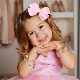 ZOLYCO 4.5-Inch Hair Bows Alligator Clips Delicate Pearl Hair Accessories for Girls, Toddler, Kids and Women Daily Dress Up Birthday Wedding Christmas Occasions- Set of 2