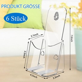 EXTRAPINS Pack of 6 Acrylic Flyer Stands, 100 x 200 mm Brochure Holder, Table Brochure Stand, Flyer Stand, Transparent Brochure Holder for Brochures, Postcards, Flyers, Menus, for Standing and Hanging