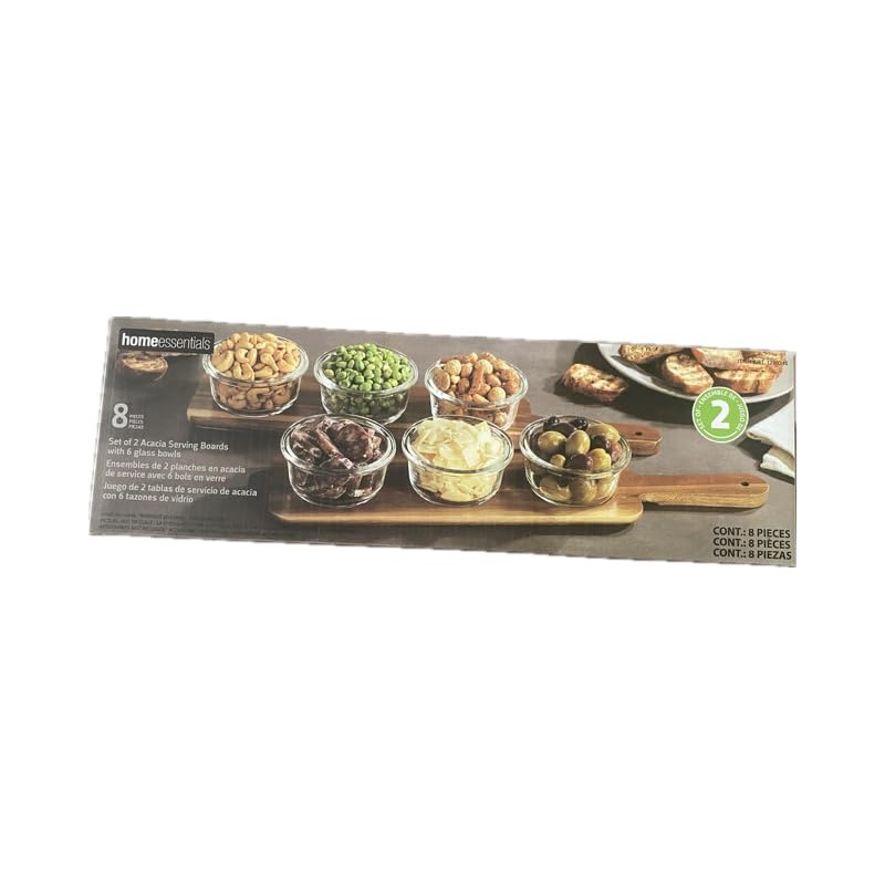 Home Essentials set of 2 Acacia Serving Boards with 6