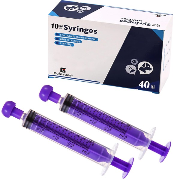 Gufastoe Pack of 40 10 ml Syringes with Protective Caps